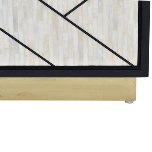 Libra Credenza Abstract 3 Door Cabinet with Bone Inlay